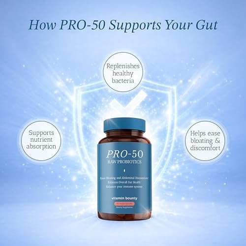Vitamin Bounty Pro-50 Probiotic 50 Billion CFU - 13 Strain Supplement for Men & Women + Prebiotics - Digestive Health & Gut Support - Lactobacillus & Bifidobacterium - Delayed Release Capsules, 2 Pack