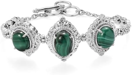 Malachite 29.35 ctw Bracelet in Stainless Steel 7.00 In