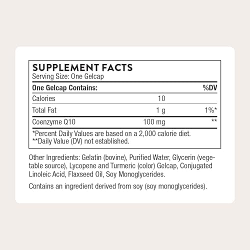 THORNE CoQ10, 100 mg Optimally Absorbed Ubiquinone Supplement, 60 Softgels | Supports Heart Health, Brain Function