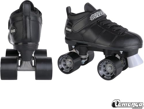 Chicago Skates Bullet Speed Roller Skates – Adjustable Quad Roller Skates Women Men, Durable Skates, Top Performance with Front Stopper, 62mm Urethane Wheels, Low-Cut Ankle Boot, Indoor Outdoor Toys