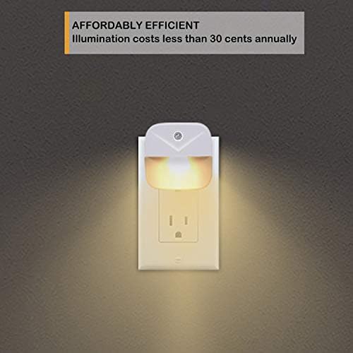 Uigos LED Night Light Plug in with Dusk to Dawn Sensor, Auto On Off Nightlight for Bedroom Bathroom Hallway Stairs Kitchen, Warm White Glow