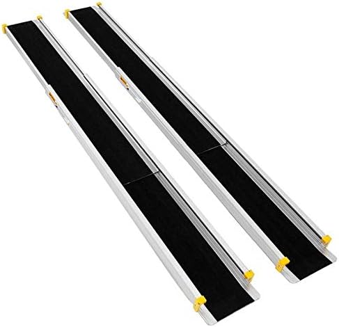Goplus Wheelchair Ramp, Adjustable Portable Aluminum Ramps with Non-Skid Surface for Home Steps Stairs Doorways