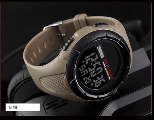 Gosasa Men's Outdoor Sports Multifunction Solar Power LED Digital Watches 50M Water Resistant (Black)