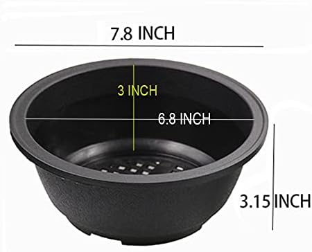 MUZHI 12PACK Matte Black Succulent Bonsai Round Planter Bowl Pot with Drainage, Plastic Cactus Flat Garden Plant Bowl Pots 6.3”