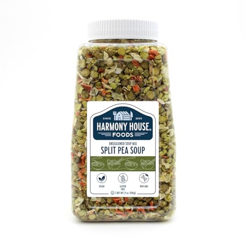 Harmony House Foods Split Pea Soup Mix - Air Dried Vegetables, Vegetarian, Vegan, Non-GMO, Great for Camping, Survival, Hiking, and Backpacking