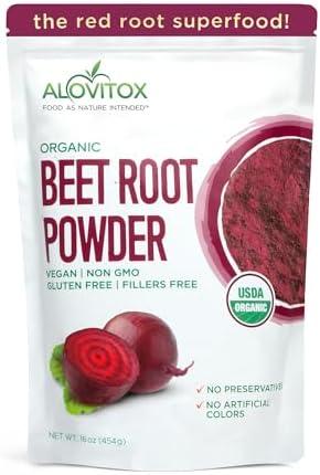 Alovitox Beet Root Powder: USDA Organic, Nitric Oxide Boost, Fuels Workouts
