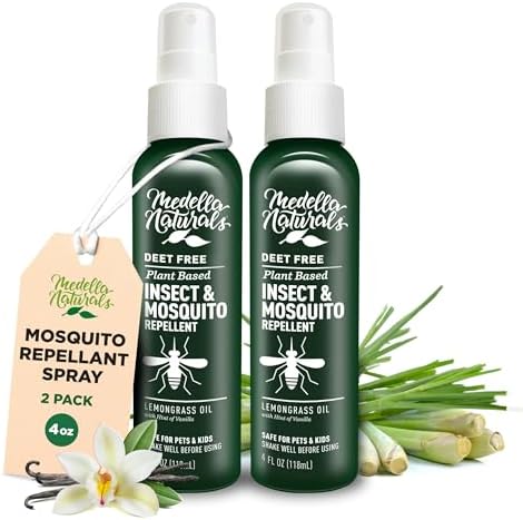 Deet-Free Insect & Mosquito Repellent – Nice Smelling, Pack of 2 (8 oz) | Insect Repellent with Lemongrass Oil Safe for Pets and Kids – Bug Spray for Mosquitoes, Gnats, Black Flies, and No-See-ums