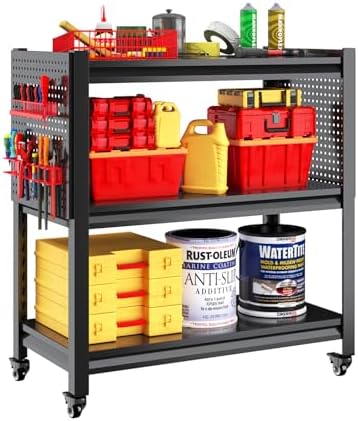 Work Bench with Pegboard,Heavy Duty 3000lbs Capacity Workbench Adjustable Shelves,Work Table for Garage Warehouse47.2 H*47.09" W*19" D