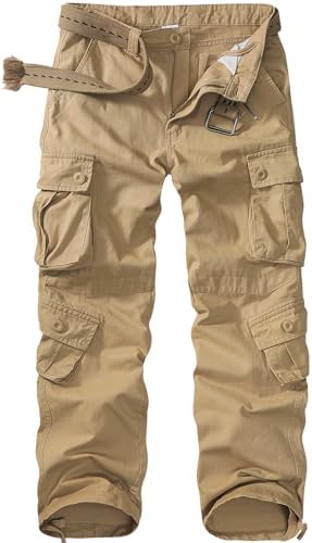 Mens Cargo Pants Camo Work Tactical Rip Stop BDU Casual Army Military Pants | 100% Cotton,Wear Resistant,Breathable,Sweat-absorbent,Men's Wild Cargo Pants with 8 Pockets,Relaxed Loose Fit Hiking Pants