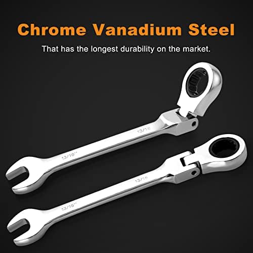 Qnkaa Flexible Ratchet Wrench Set 12pcs 8-19mm Spanner Gear Ring Ratcheting Combination Flexi Wrench Kit Metric Flex Head