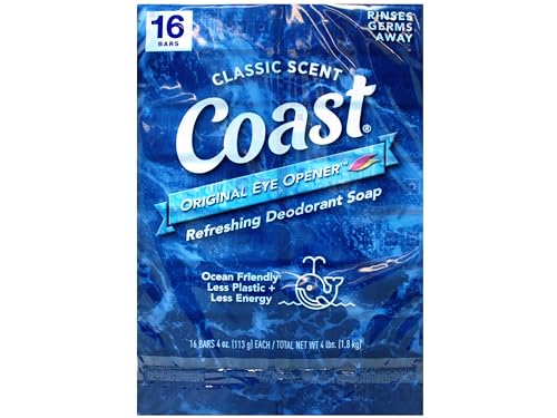 Coast Refreshing Deodorant Soap - Bar Soap with Thick Rich Lather - Clean Rinsing Formula for Fresh, Non-Dry Skin - Classic Scent - 8 x 4 oz