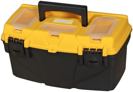 Torin ATB102B 16" Hip Roof Style Portable Steel Tool Box with Metal Latch Closure, Black