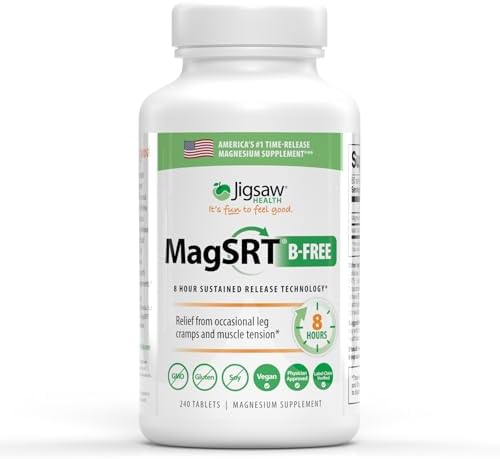 Jigsaw Health MagSRT | Magnesium Supplement with Vitamin B6, Folate & B12 | 240 Tablets | 60 Servings