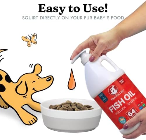 Fish Oil for Dogs, Healthy Skin & Coat Salmon Pollock Liquid Omega 3, 64 oz