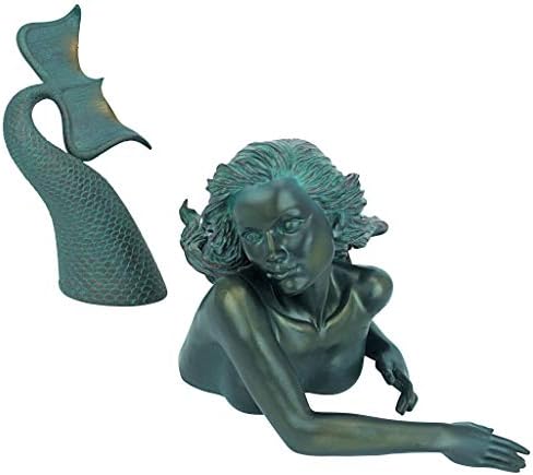 Design Toscano Meara the Mermaid Swimmer Indoor/Outdoor Garden Statue for Patio, Pool or Lawn, 16 Inches Wide, 7 Inches Deep, 7 Inches High