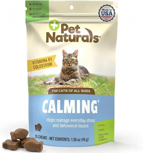 Pet Naturals Calming Chews for Cats, Anxiety Relief with Gentle Ingredients for Thunder, Fireworks, Travel, Grooming, Calming Pet Treats, Chicken Flavor, 30 Count