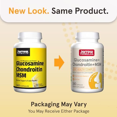 Jarrow Glucosamine, Chondroitin, and MSM, 120 Capsules | Joint Support Supplement With Vitamin C And Manganese, Bone & Joint Health, 120 Capsules, 30 Day Supply