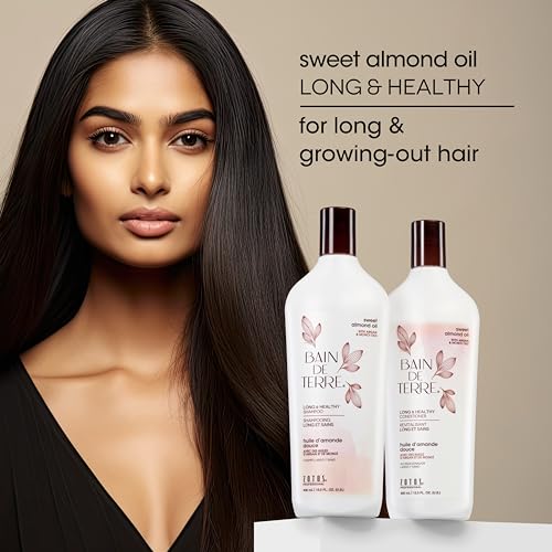Bain de Terre Sweet Almond Oil Long & Healthy Conditioner, Strength & Protection for Weak, Damaged Hair, with Argan & Monoi Oils, Paraben-Free, Color-Safe, Vegan