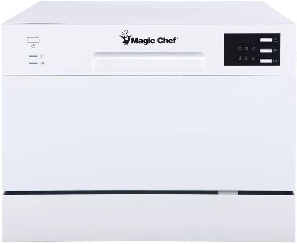 Magic Chef Compact Countertop Dishwasher, Portable Mini Dish Washing Machine for Kitchen Counter, 6 Plate Washer Capacity