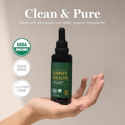 Global Healing USDA Organic Kidney Health with Cranberry & Hydrangea - Kidney Cleanse Liquid Supplement & Stones Dissolver for Urinary Health