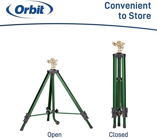 Orbit 58308Z Brass Impact Sprinkler on Tripod Base - Heavy-Duty Brass Sprinklers on Tripod.