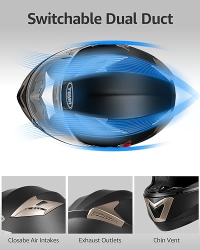 Motorcycle Full Face Helmet DOT Approved - YEMA Helmet YM-829 Motorbike Moped Street Bike Racing Casco Moto Helmet with Sun Visor for Adult,Youth Men and Women