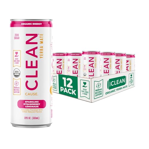 CLEAN Cause Zero Sugar Yerba Mate Organic Energy Orange Ginger, 12Pack 16oz