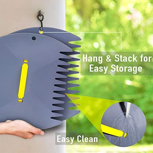 Jardineer Leaf Scoops Hand Rake, Lightweight Leaf Grabber, Grey Leaf Collector, Leaf Picker Upper for Leaves, Grass, Lawn Clippings