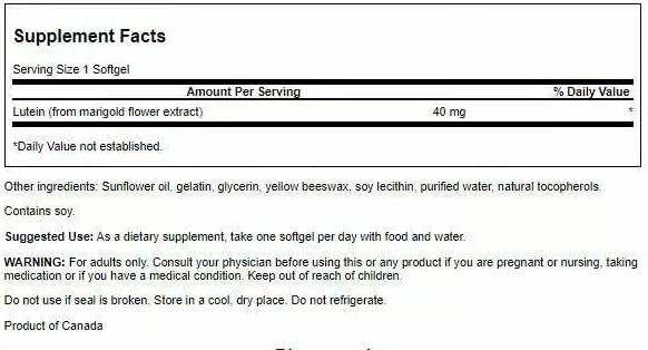 Swanson Lutein Eye Vision Retina Macula Health Supplement 40 mg 60 Softgels Sgels