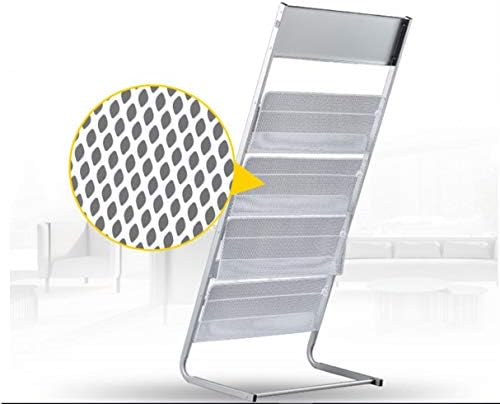 GENMO Floor-Standing Magazine Rack, Carbon Iron Steel, Silver, 4 Large Shelves, Convenient Installation, Suitable for Reception Areas