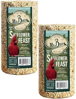 2-Pack Mr. Bird Safflower Feast Wild Bird Seed Cylinder 28oz | Wild Bird Food for Outdoor Birds | Backyard Birdfeeding | Squirrel Resistant