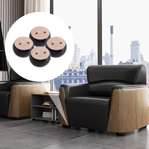 Pack of 4 Walnut Furniture Legs Round Bun Feet 2" Tall Wood Sofa Legs Replacement Legs for Cabinet Couch Chair Dresser