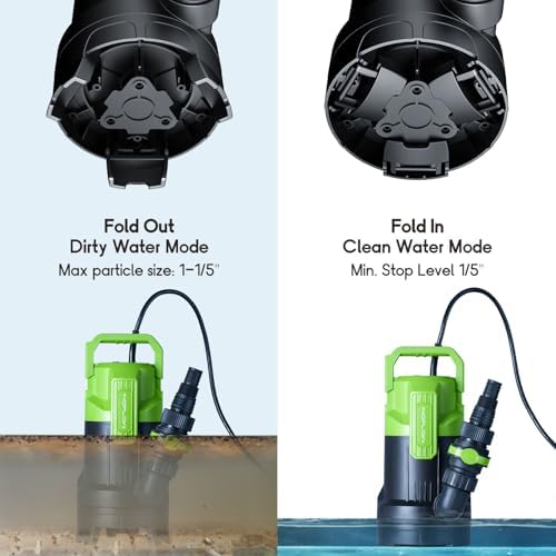 Sump Pump 3/4 HP 3430GPH Submersible Water Pump with 20ft Cord, Utility Pump for Pool Draining, Basement, Backyard Flooding, Quick-Connect Design
