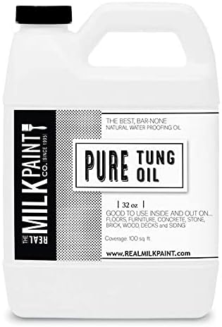 Real Milk Paint, Pure Tung Oil for Wood Finishing, Cutting Boards, Outdoor Furniture, Butcher Blocks, Wood Flooring, Food Grade, Waterproof, 16 oz