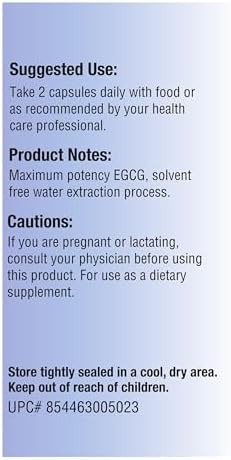 EGCG Green Tea Extract 90 Capsules 670mg Extract Per Capsule Standardized to High Potency 98%+Polyphenols 60% EgCG Very Low Caffeine Gentle On