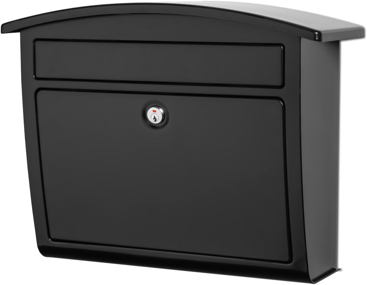 Architectural Mailboxes Dal Rae Galvanized Steel, Locking, Wall Mount Mailbox, 2562B-10, Black, Medium Capacity