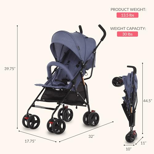 Dream On Me Vista Moonwalk Baby Stroller in Light Gray, Lightweight Infant Stroller with Compact Fold