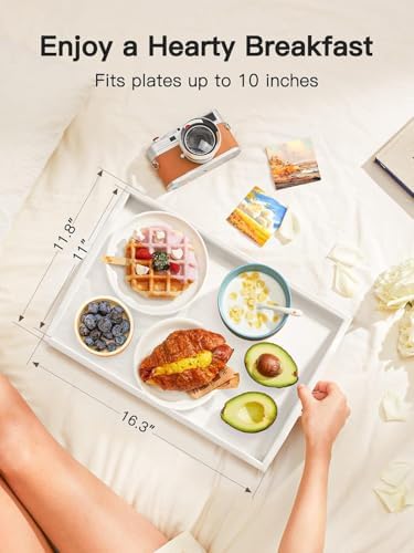 Bamboo Bed Tray Table with Foldable Legs, Breakfast Tray for Sofa, Bed, Eating, Working, Used As Laptop Desk Snack Tray by Pipishell