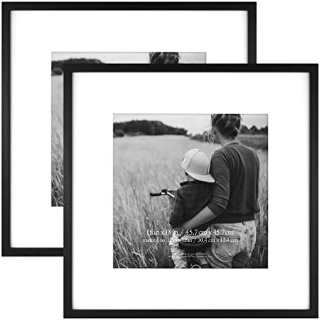 MCS East Village Picture Frame, 18x18 Matted to 12x12, Black, 2-Pack