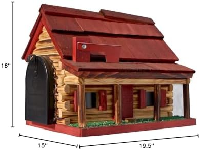 Log Cabin with Porch Wooden Mailbox Red Amish Made in USA