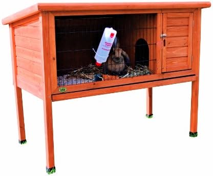 Trixie 2-Story Rabbit Hutch with Retreat Area, Non-Slip Ramp, Hinged Roof with Locking Arm, 4 Doors, 2 Metal Slide Latches, and Pull-Out Trays for Easy Cleaning