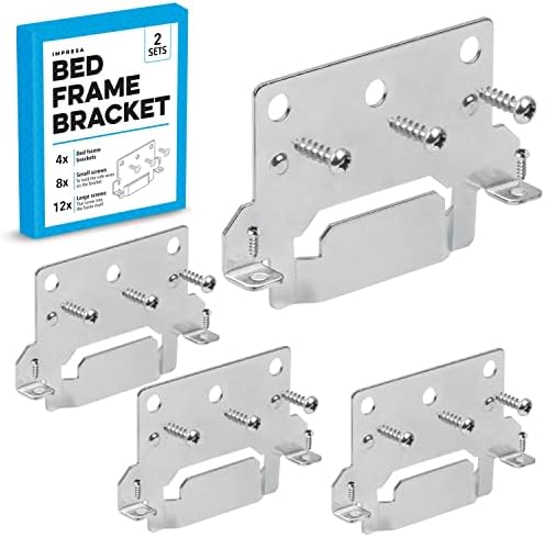 Impresa Bed Frame Bracket Kit 116791 - Rust-Resistant Iron Beam Mounts - Easy Assembly Headboard Bracket - Compatible with IKEA MALM & Skorva Series