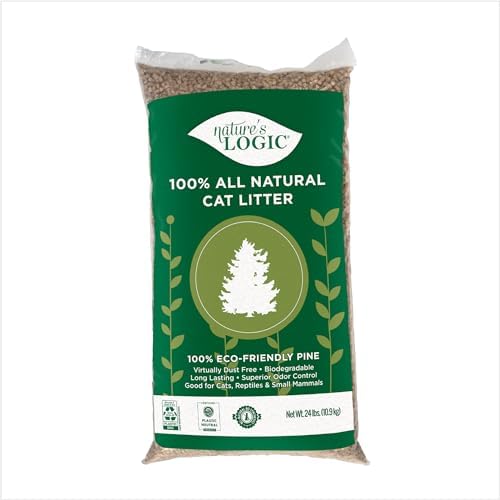 NATURE'S LOGIC Pine Pellet Cat Litter - 100% Natural - Unscented, 12 lb | 100% Natural Pine, Dust-free, Biodegradable, Safe for cats, kittens, reptiles & small pets, Highly absorbent, 12 lb bag