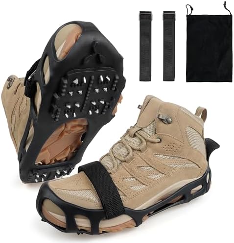 Ice Snow Traction Cleats for Shoes and Boots Non-Slip Crampon Snow Cleats for Winter Walking on Snow and Ice Boots Cleats for Men Women Walking