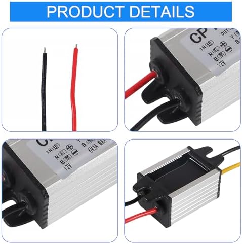 2PCS 12V to 6V Car Power Voltage Converter DC 9V-22V 12V to DC 6V Buck Voltage 3A 18W Waterproof High Efficiency Step Down Volt Module Power Supply