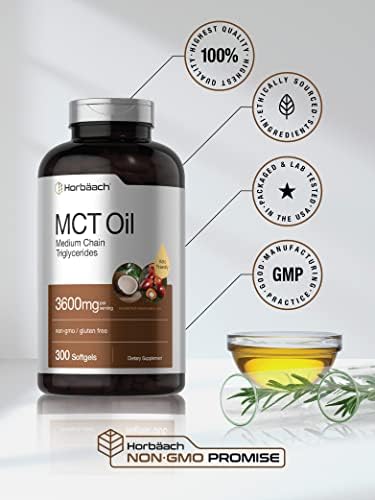 Horbäach MCT Oil Supplement | 3600mg | 300 Softgels