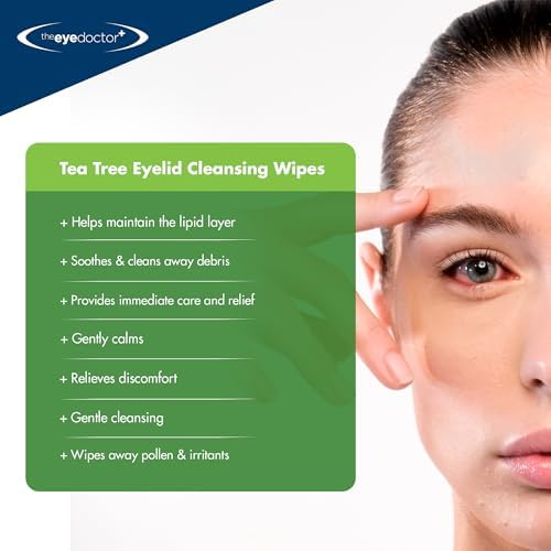 The Eye Doctor Tea Tree Oil Eyelid Wipes - 40 x Single Use Eye Cleaning Wipes for Daily Lid Care - Individual Preservative Free Sensitive Eye