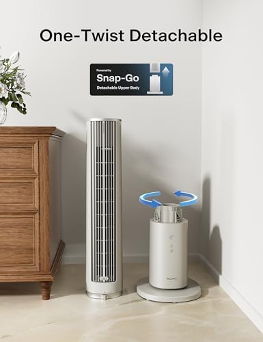 PELONIS 40-inch Bladeless Tower Fan for Bedroom, Standing Fan with Remote Control, 26ft/s, 90° Oscillation, 3 Speed Settings, 27 dB, 3 Modes