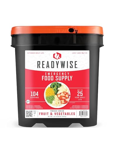 ReadyWise Emergency Food Supply - 132 Servings, Survival Bucket, Dehydrated & Freeze Dried Protein Meals, Camping Essentials, Ready to Eat Disaster Prepping Supplies,up to 25 Year Shelf Life