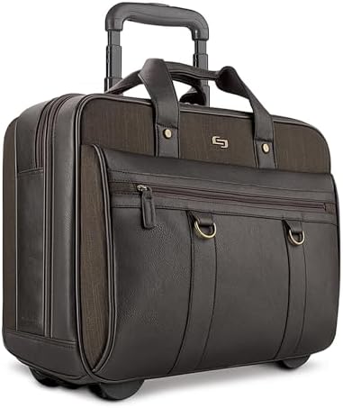 Solo New York Rolling Case with Wheels - Roller Laptop Bag for Travel, Wheeled Briefcase for Women & Men- MacDougal, Espresso
